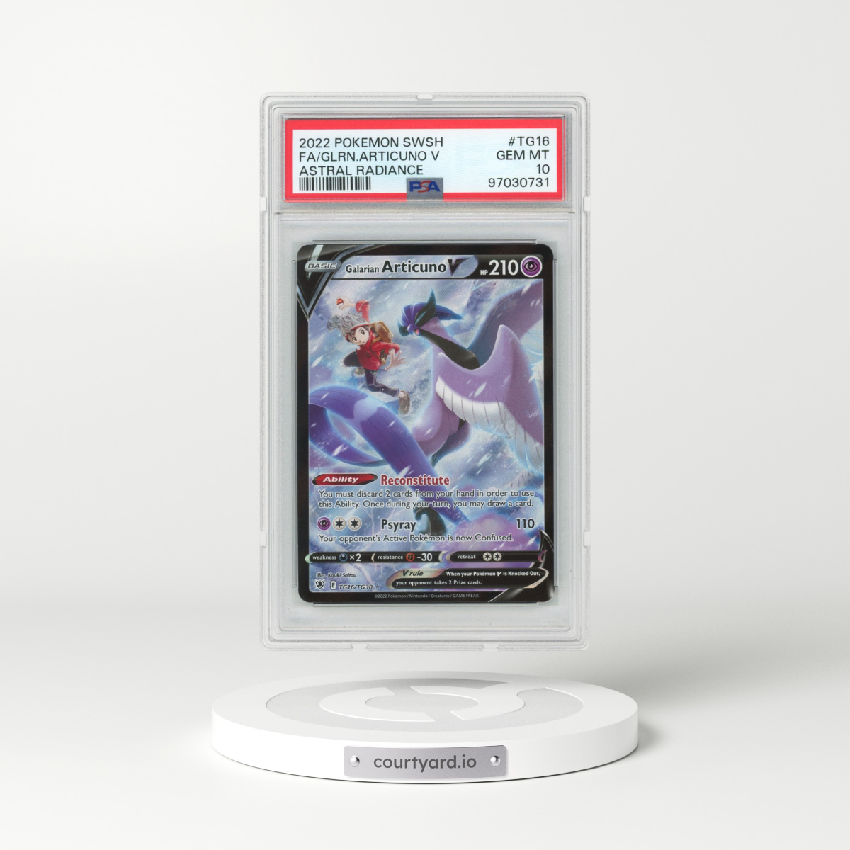 2022 Pokémon Sword & Shield Astral Radiance #TG16 Galarian Articuno V - Holo Full Art (PSA 10 GEM MINT)