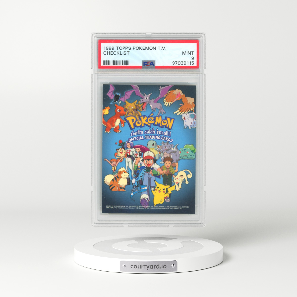 1999 Topps Pokémon TV Checklist (PSA 9 MINT)