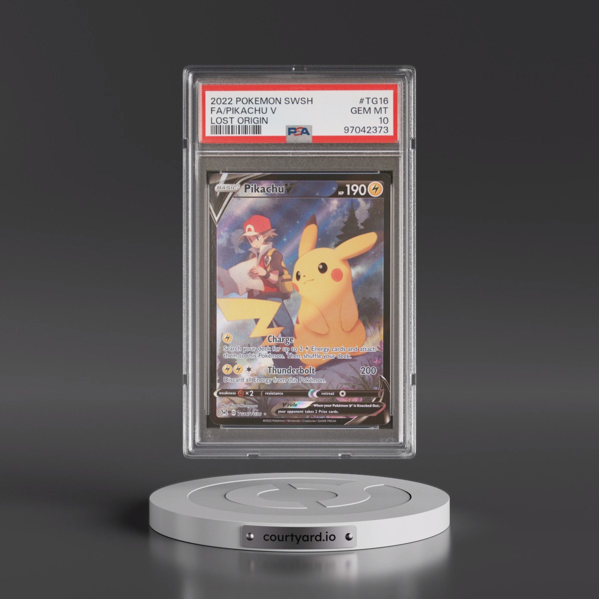 2022 Pokémon Sword & Shield Lost Origin #TG16 Pikachu V - Holo Full Art (PSA 10 GEM MINT)