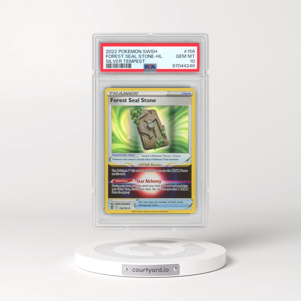 2022 Pokémon Sword & Shield Silver Tempest #156 Forest Seal Stone - Holo (PSA 10 GEM MINT)