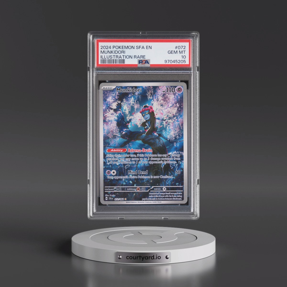 2024 Pokémon Sfa EN-Shrouded Fable #072 Munkidori - Illustration Rare (PSA 10 GEM MINT)