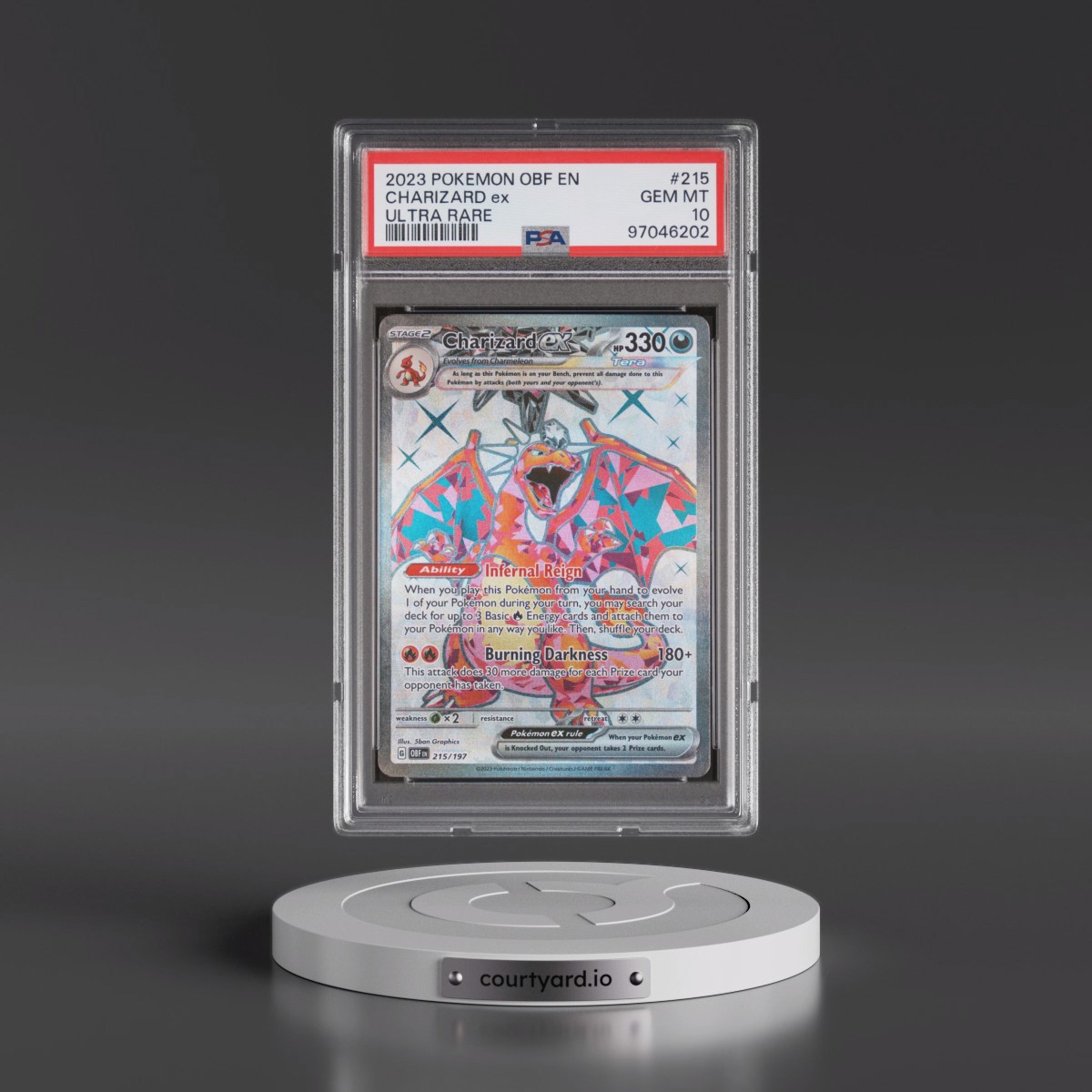 2023 Pokémon Obf EN-Obsidian Flames #215 Charizard EX - Holo Ultra Rare (PSA 10 GEM MINT)