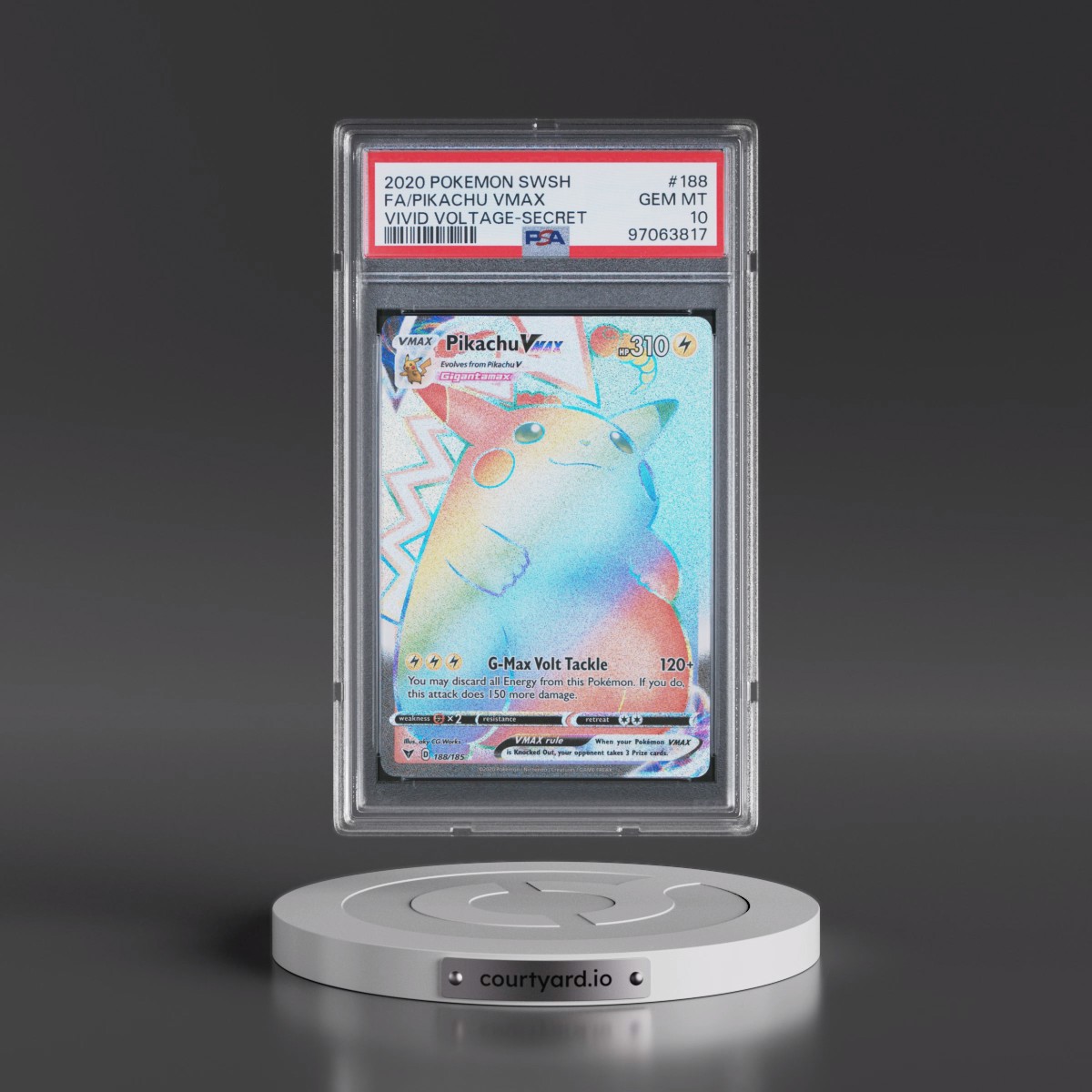 2020 Pokémon Sword & Shield Vivid Voltage #188 Pikachu Vmax - Full Art Secret (PSA 10 GEM MINT)