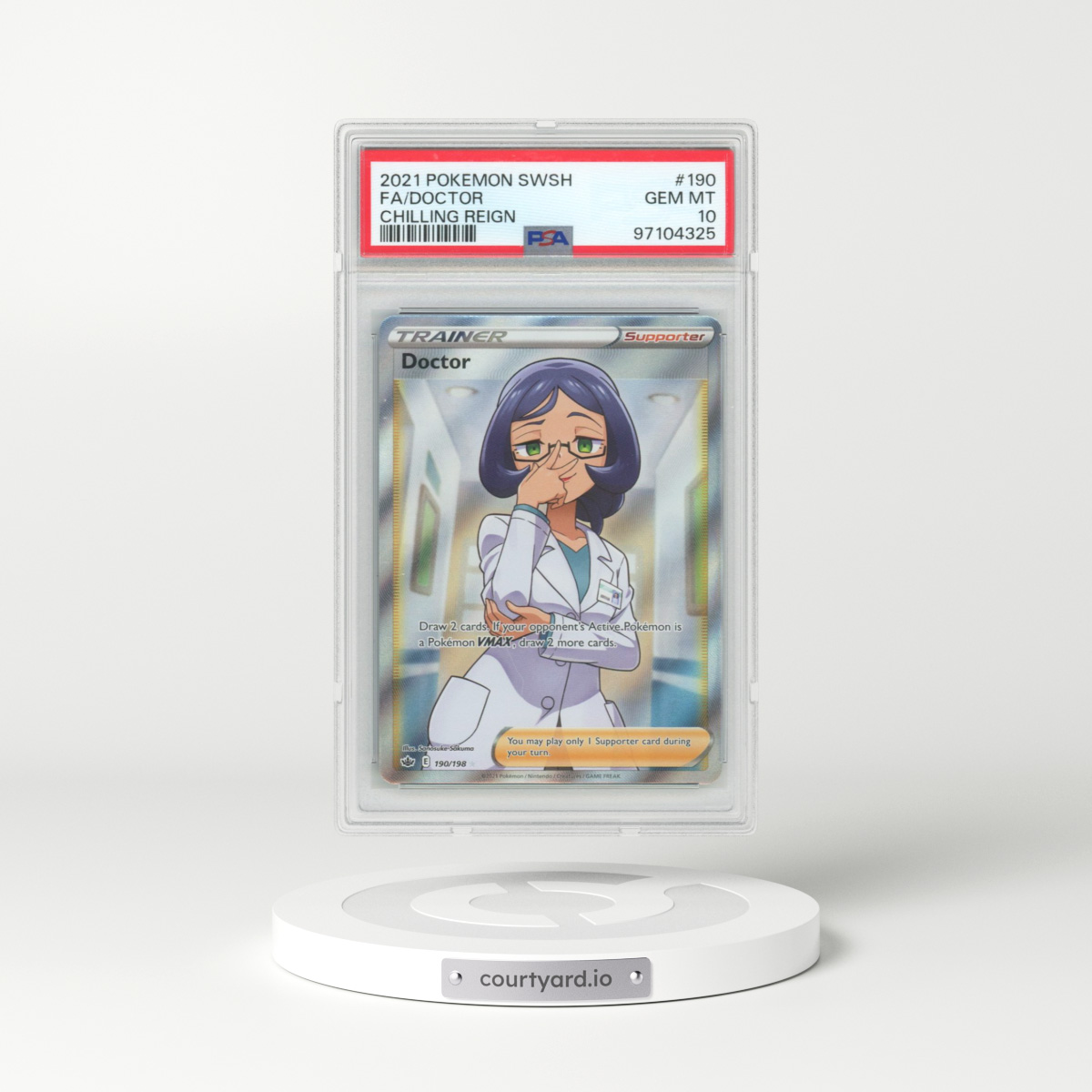 2021 Pokémon Sword & Shield Chilling Reign #190 Doctor - Full Art (PSA 10 GEM MINT)