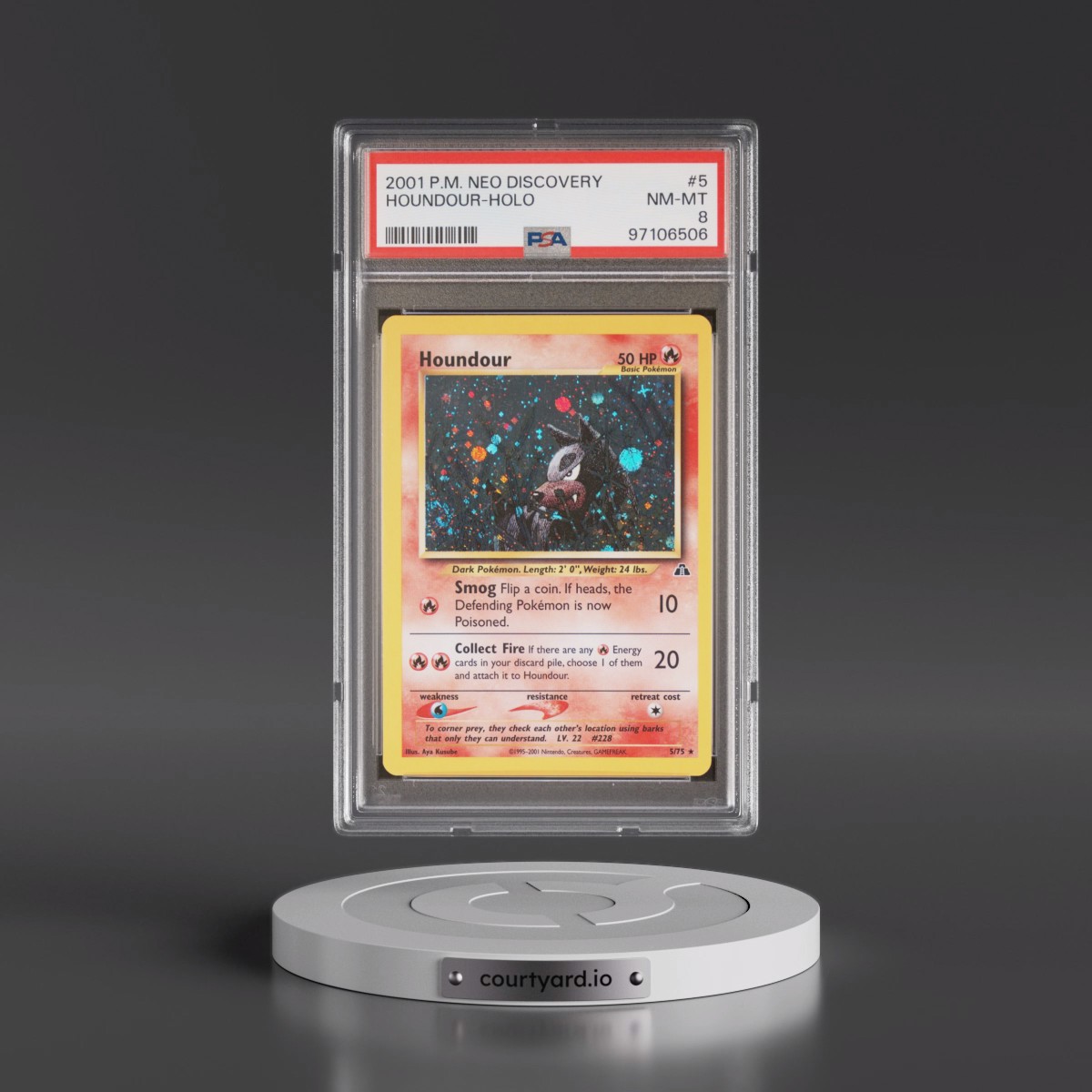 2001 Pokémon Neo Discovery #5 Houndour - Holo (PSA 8 NM-MT)