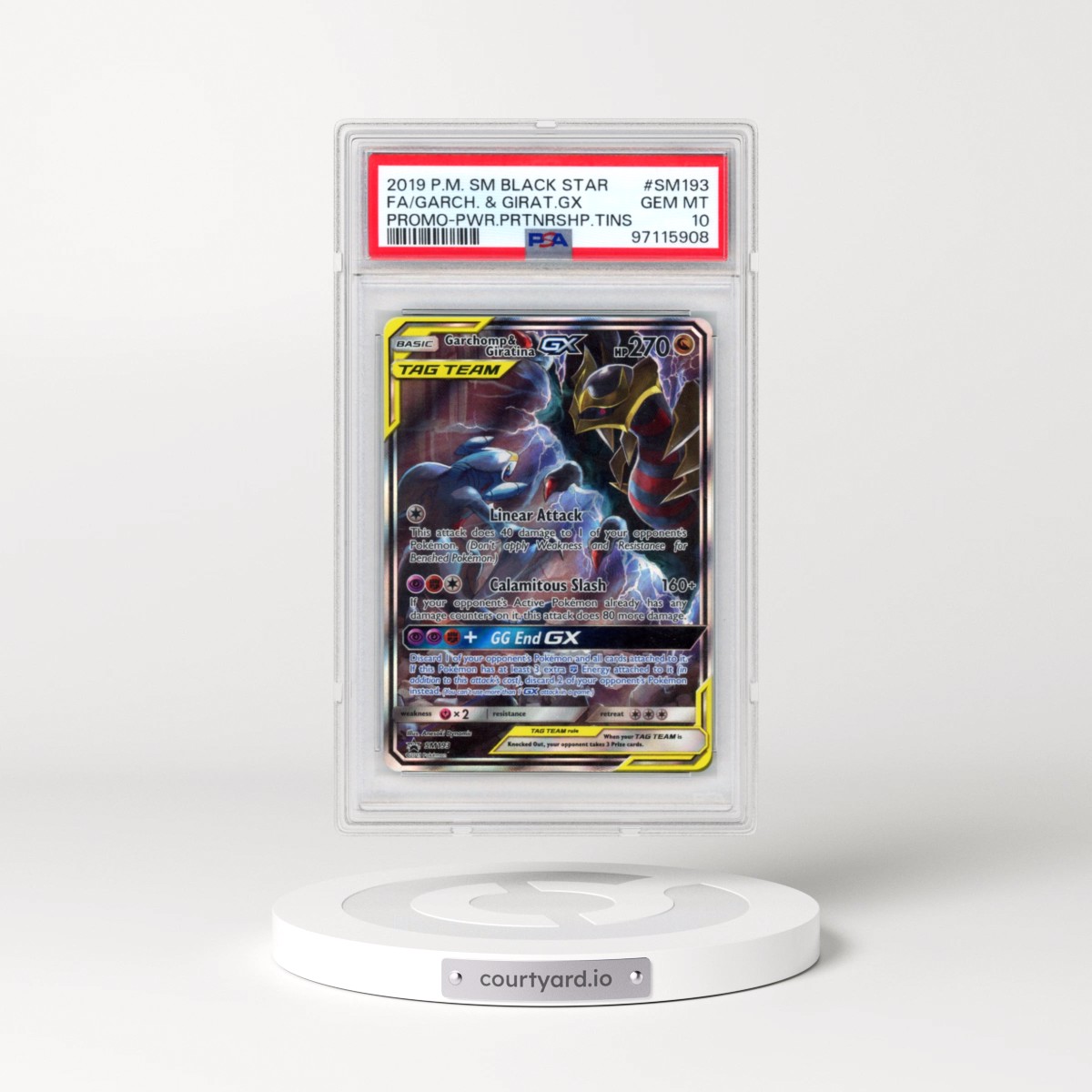 2019 Pokémon SM Black Star Promo #SM193 Garchomp & Giratina GX - Holo Full Art Power Partnership Tins (PSA 10 GEM MINT)