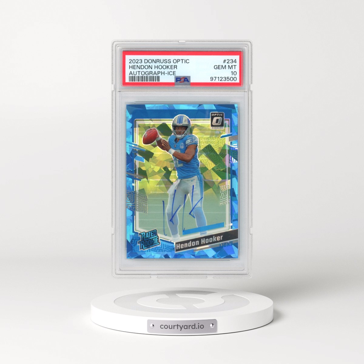 2023 Panini Donruss Optic #234 Hendon Hooker - Autograph-Ice (PSA 10 GEM MINT)