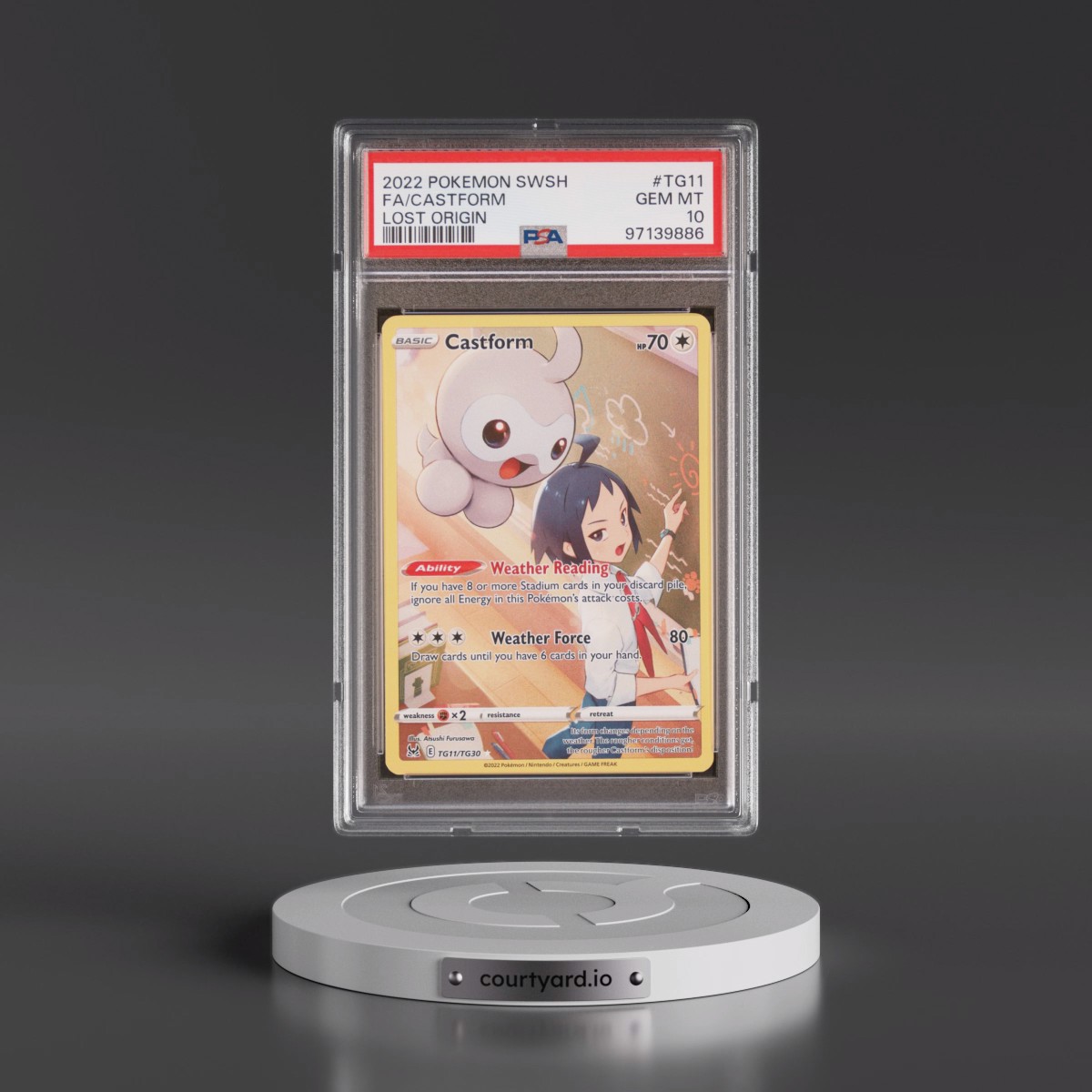 2022 Pokémon Sword & Shield Lost Origin #TG11 Castform - Full Art (PSA 10 GEM MINT)