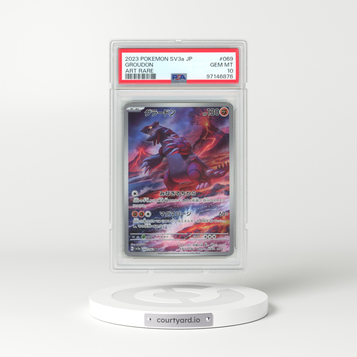 2023 Pokémon Sv3a-Raging Surf #069 Groudon - Art Rare (PSA 10 GEM MINT)