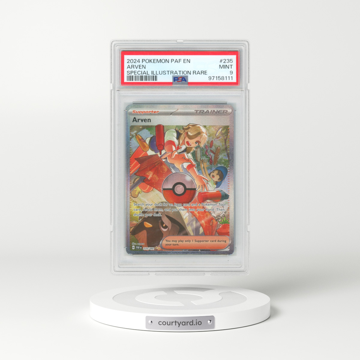 2024 Pokémon Paf EN-Paldean Fates #235 Arven - Special Illustration Rare (PSA 9 MINT)