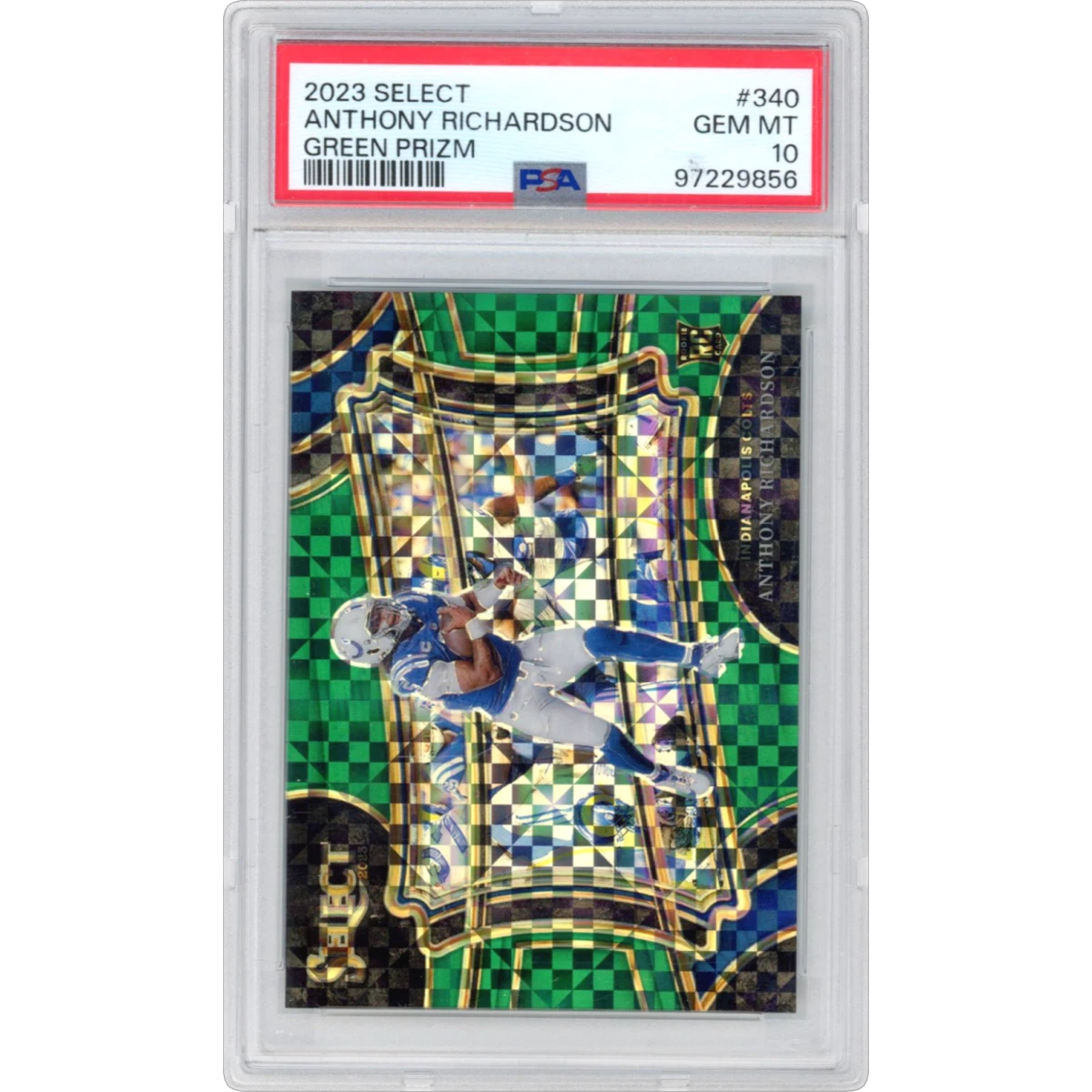 2023 Panini Select #340 Anthony Richardson - Green Prizm (PSA 10 GEM MINT)