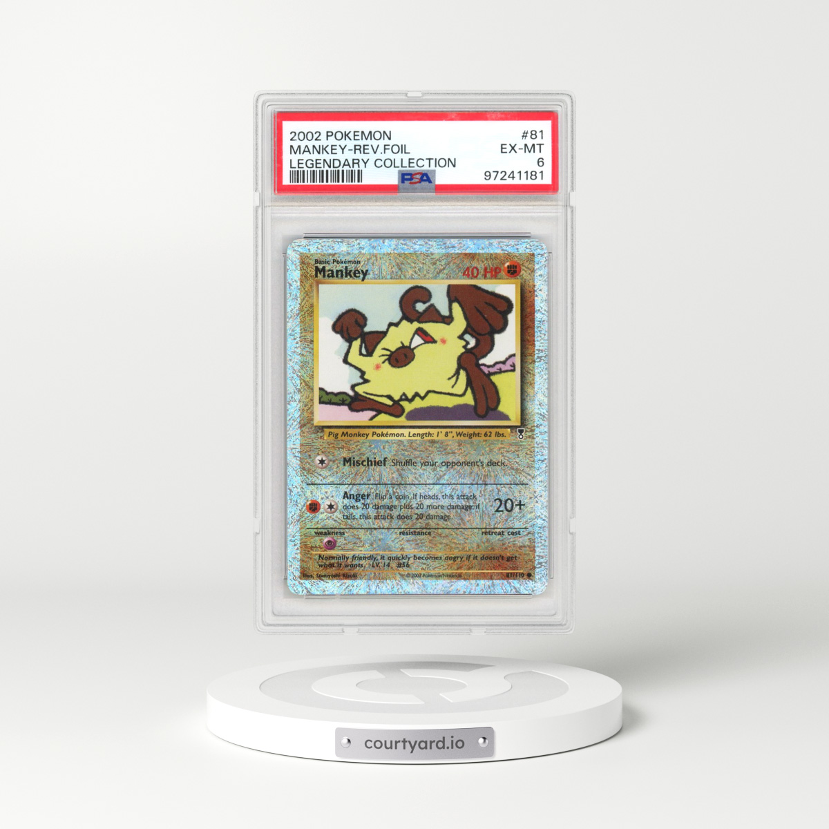 2002 Legendary Collection #81 Mankey - Reverse Holo (PSA 6 EX-MT)