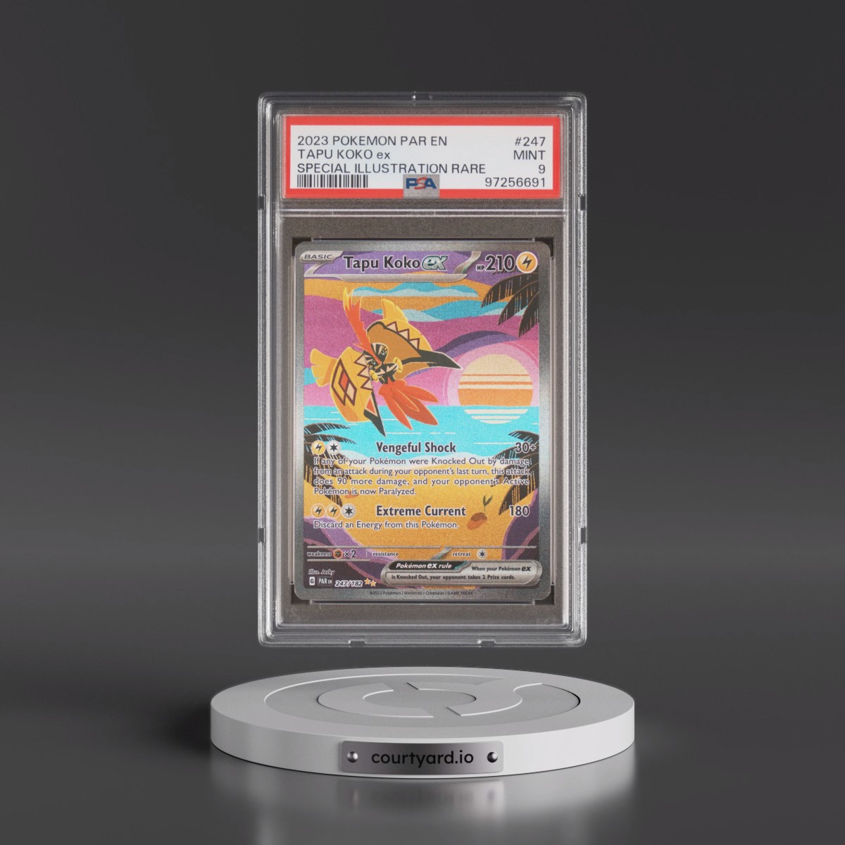 2023 Pokémon Par EN-Paradox Rift #247 Tapu Koko EX - Holo Special Illustration Rare (PSA 9 MINT)