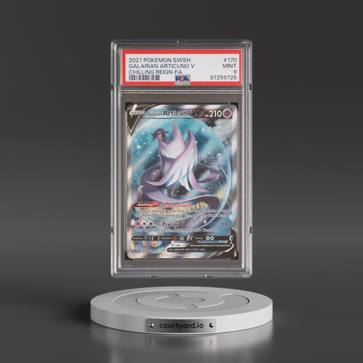 2021 Pokémon Sword & Shield Chilling Reign #170 Galarian Articuno V - Holo Full Art (PSA 9 MINT)