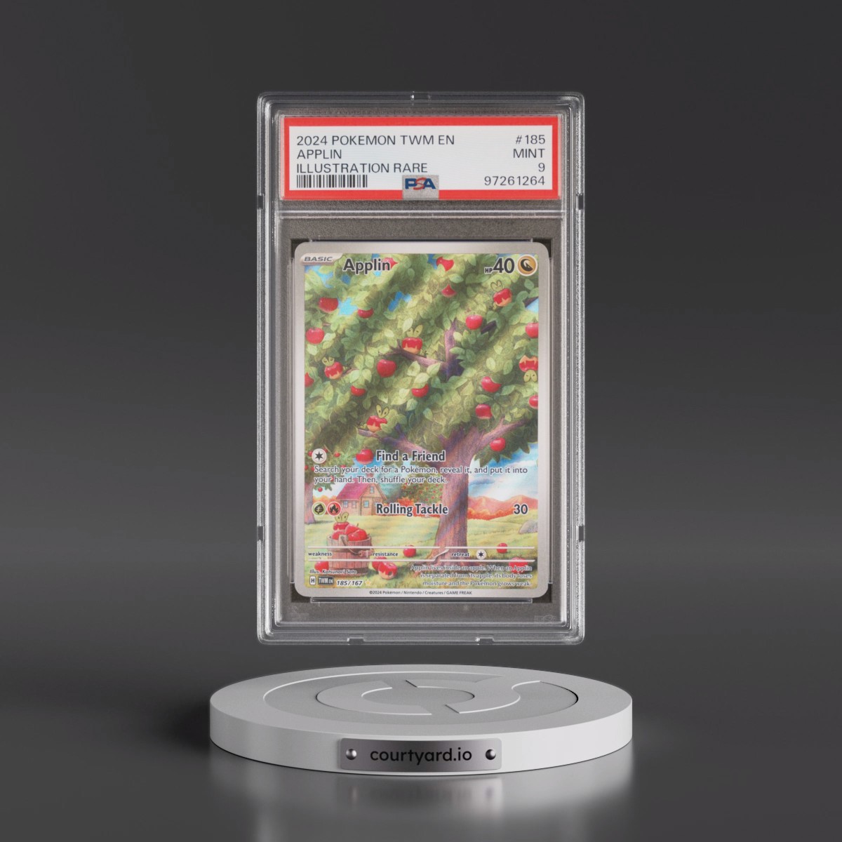 2024 Pokémon Twm EN-Twilight Masquerade #185 Applin - Illustration Rare (PSA 9 MINT)