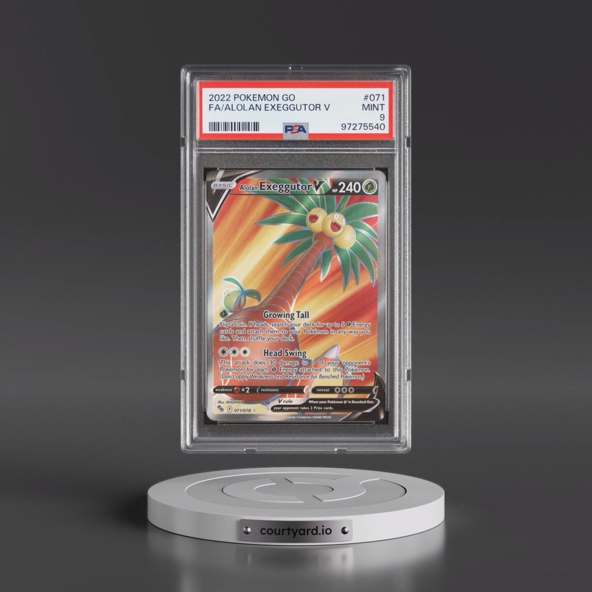 2022 Pokémon Go #071 Alolan Exeggutor V - Holo Full Art (PSA 9 MINT)