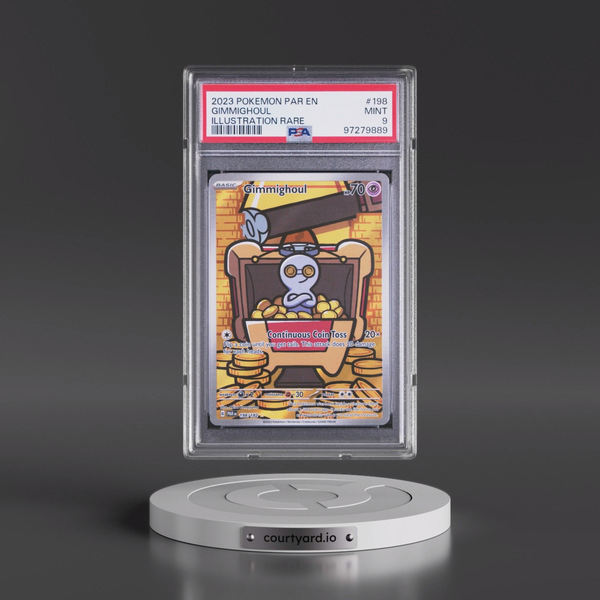 2023 Pokémon Par EN-Paradox Rift #198 Gimmighoul - Illustration Rare (PSA 9 MINT)