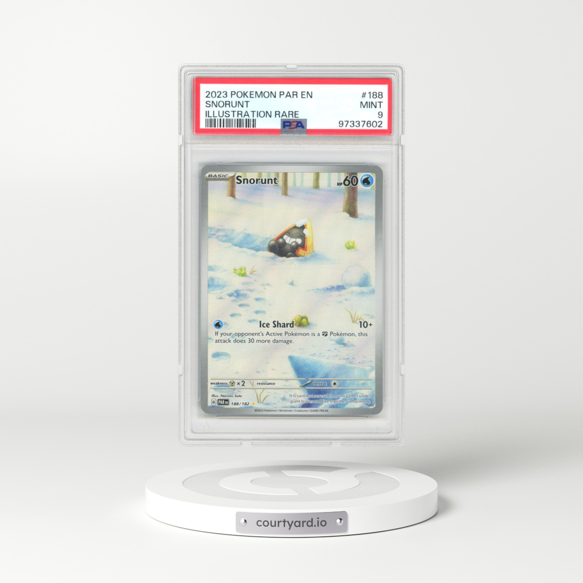 2023 Pokémon Par EN-Paradox Rift #188 Snorunt - Illustration Rare (PSA 9 MINT)