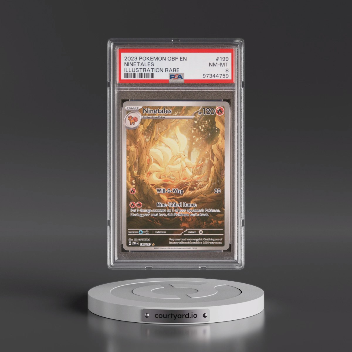 2023 Pokémon Obf EN-Obsidian Flames #199 Ninetales - Illustration Rare (PSA 8 NM-MT)