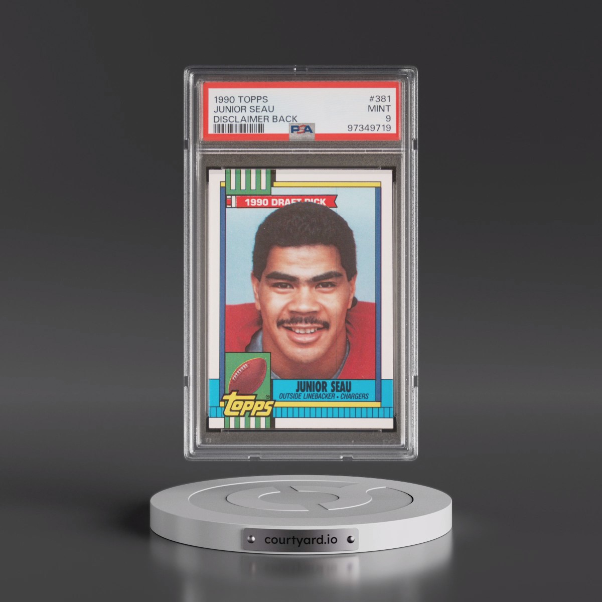 1990 Topps #381 Junior Seau - Disclaimer Back (PSA 9 MINT)