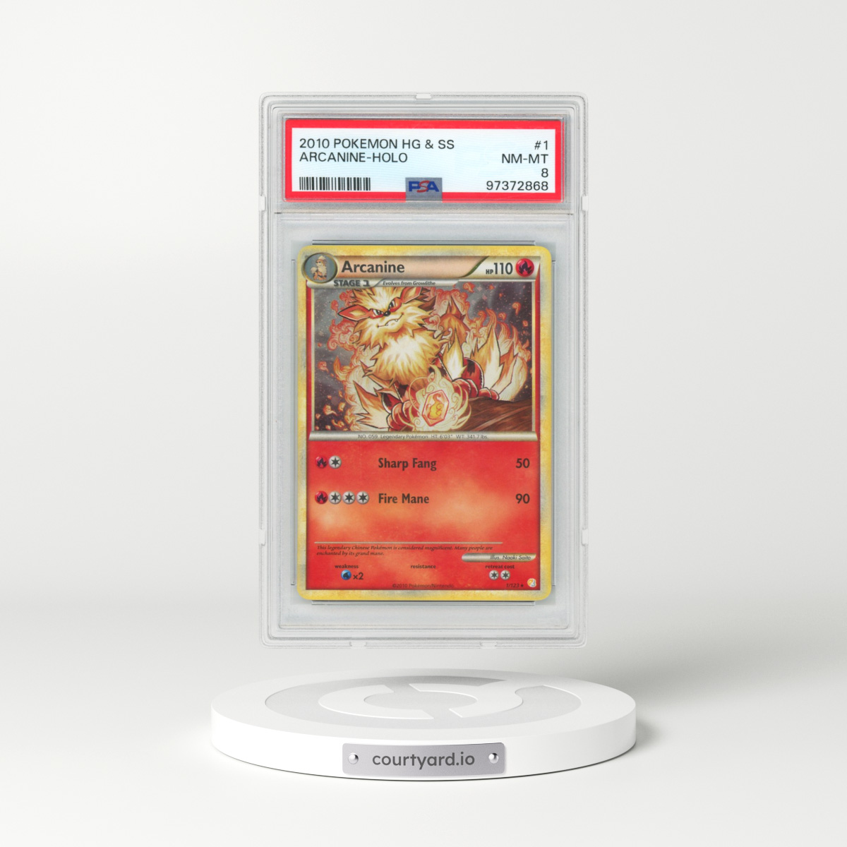 2010 Pokémon Heartgold & Soulsilver #1 Arcanine - Holo (PSA 8 NM-MT)