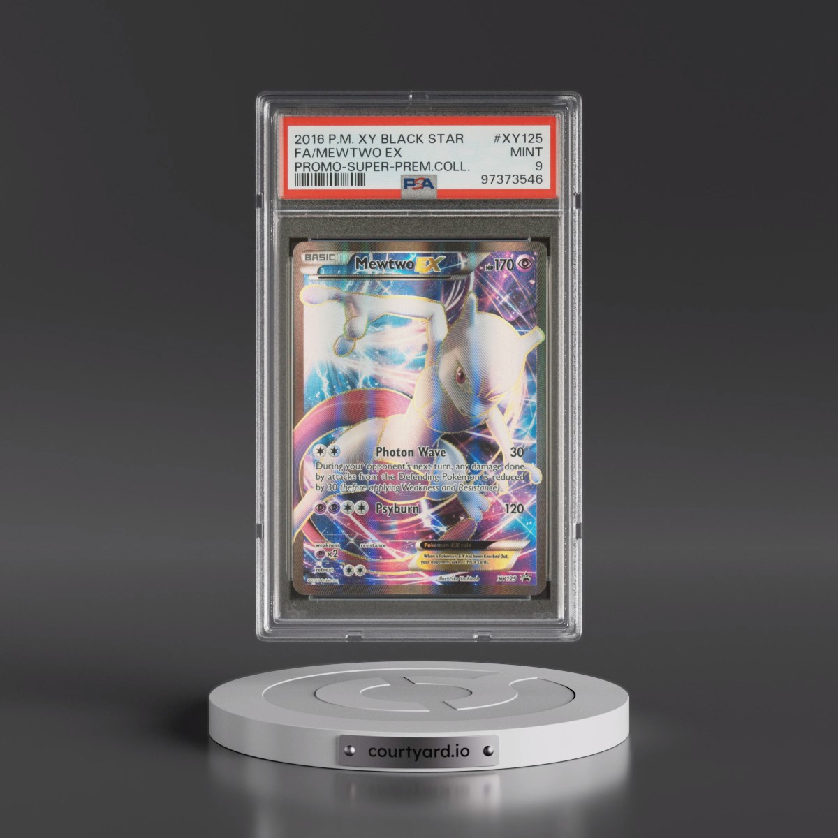 2016 Pokémon XY Black Star Promo #XY125 Mewtwo EX - Holo Full Art Super-Premium Collection (PSA 9 MINT)