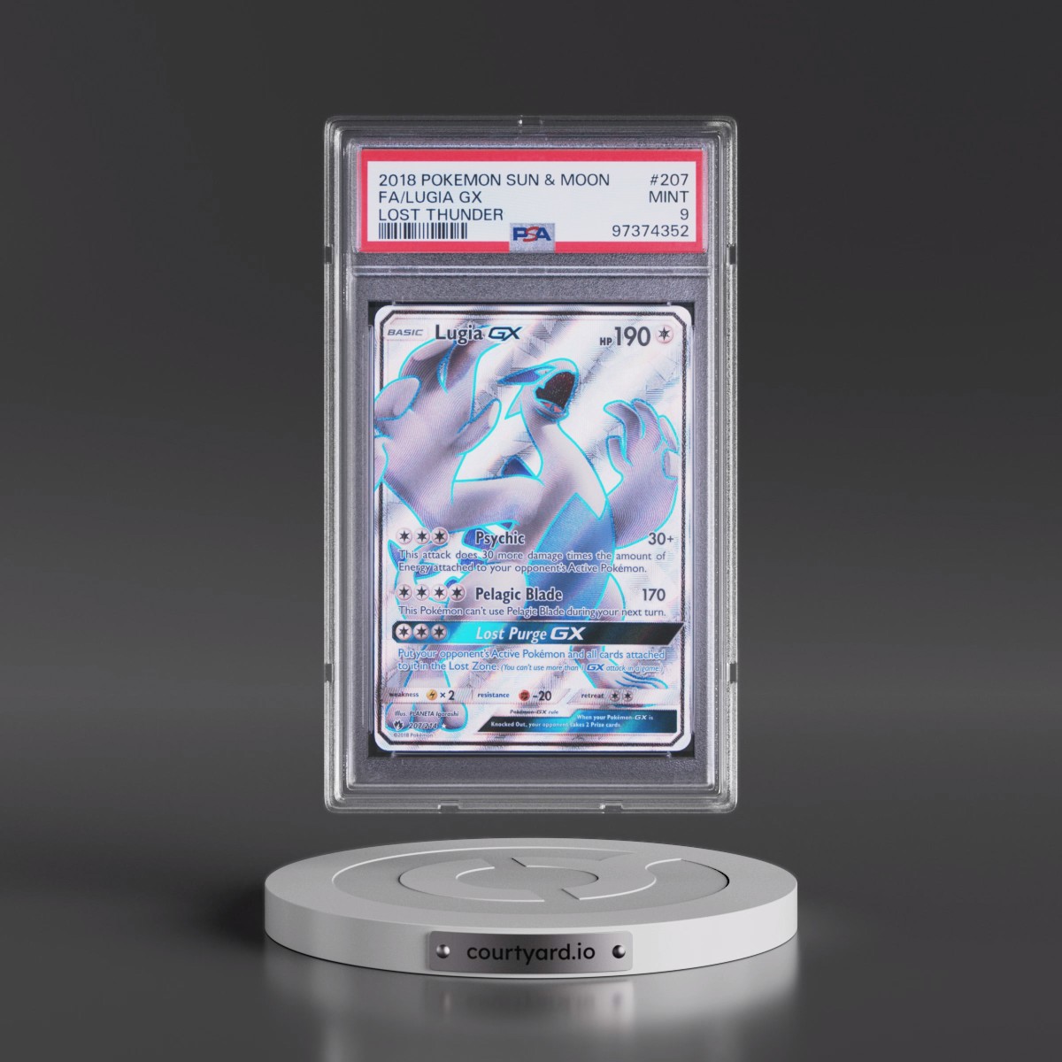 2018 Pokémon Sun & Moon Lost Thunder #207 Lugia GX - Holo Full Art (PSA 9 MINT)