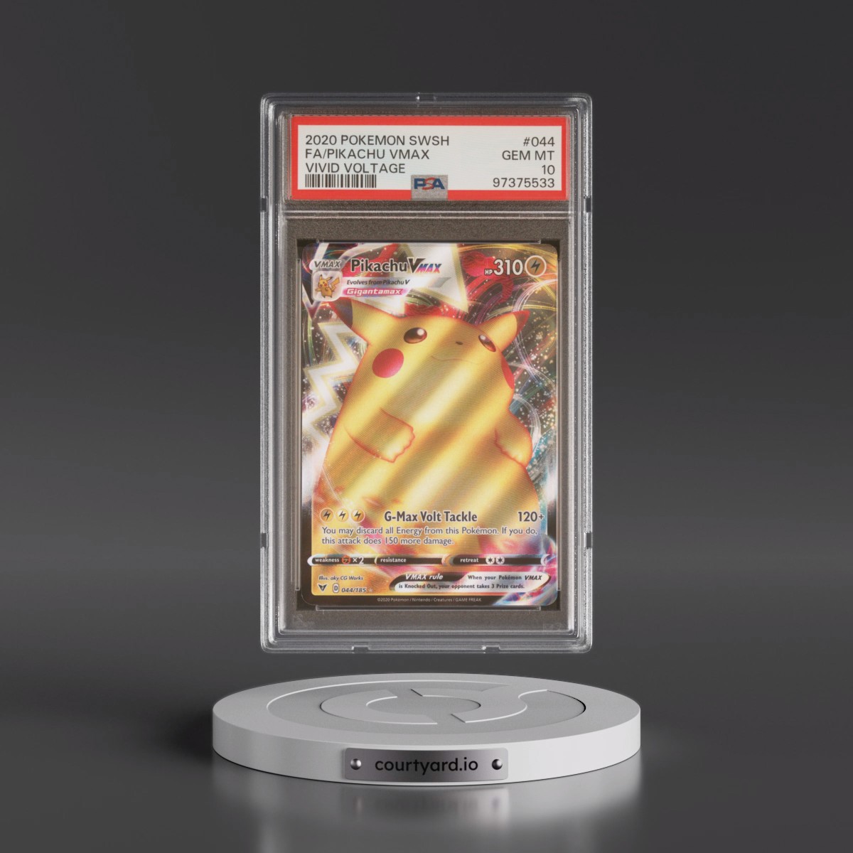 2020 Pokémon Sword & Shield Vivid Voltage Pikachu Vmax - Full Art #044 PSA 10