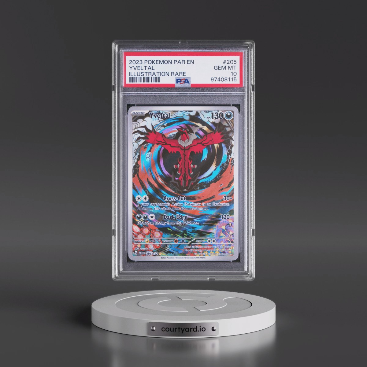 2023 Pokémon Par EN-Paradox Rift #205 Yveltal - Illustration Rare (PSA 10 GEM MINT)