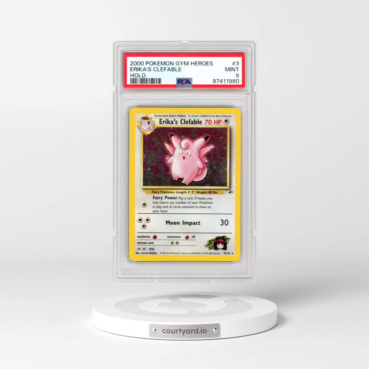 2000 Pokémon Gym Heroes #3 Erika's Clefable - Holo (PSA 9 MINT)