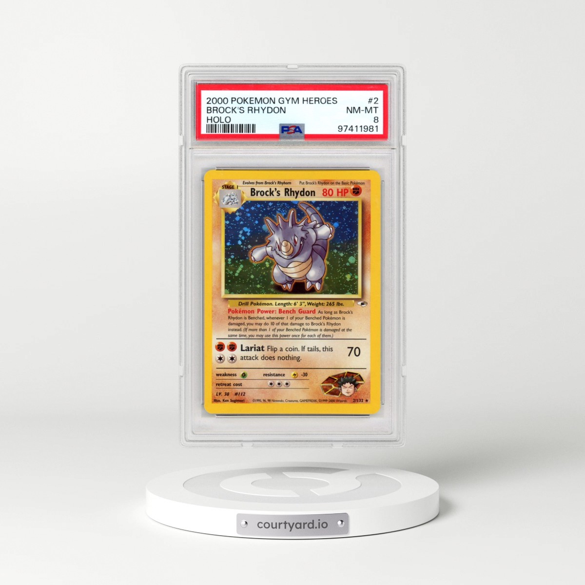 2000 Pokémon Gym Heroes #2 Brock's Rhydon - Holo (PSA 8 NM-MT)
