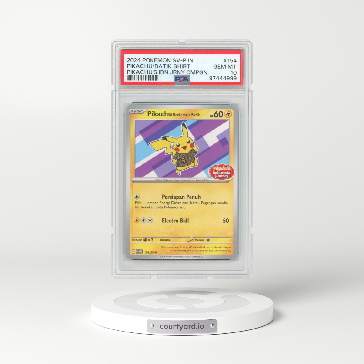 2024 Indonesian Pokémon SV-P Promo #154 Pikachu in Batik Shirt (PSA 10 GEM MINT)