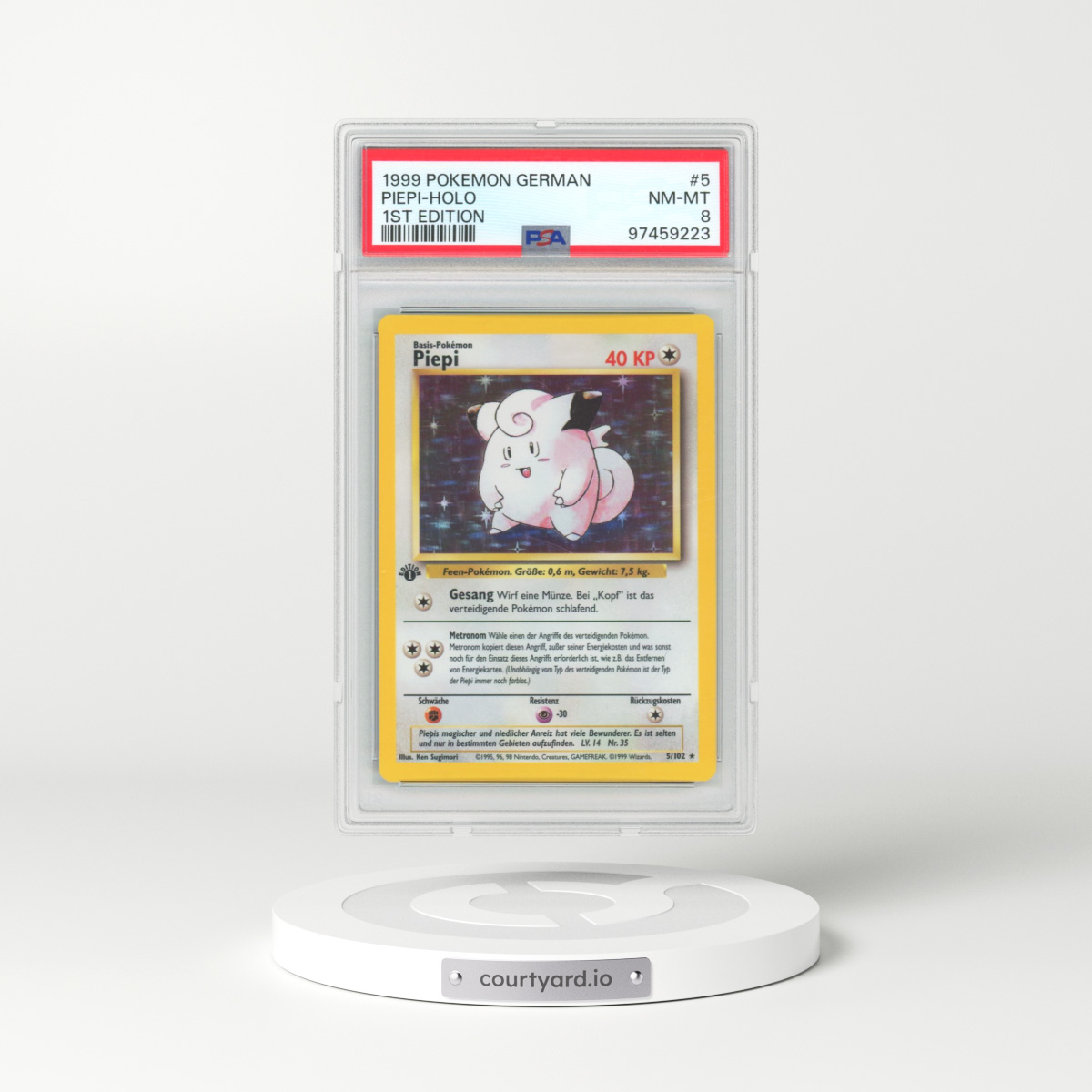 1999 German Pokémon #5 Piepi - 1st Edition Holo (PSA 8 NM-MT)