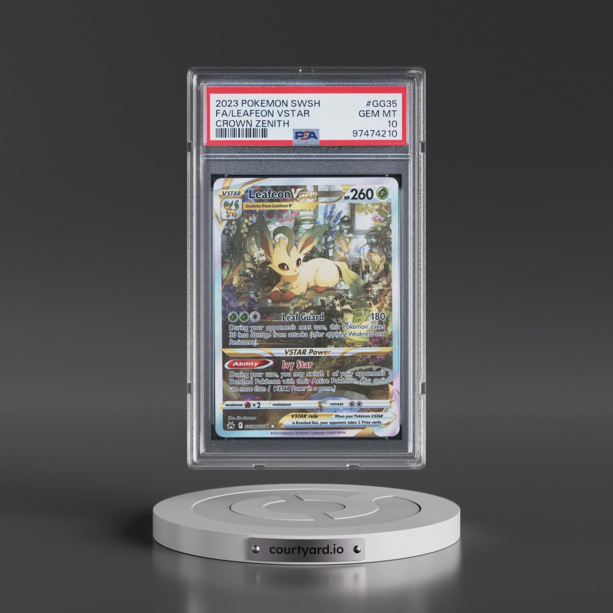 2023 Pokémon Sword and Shield Crown Zenith #GG35 Leafeon Vstar - Full Art (PSA 10 GEM MINT)