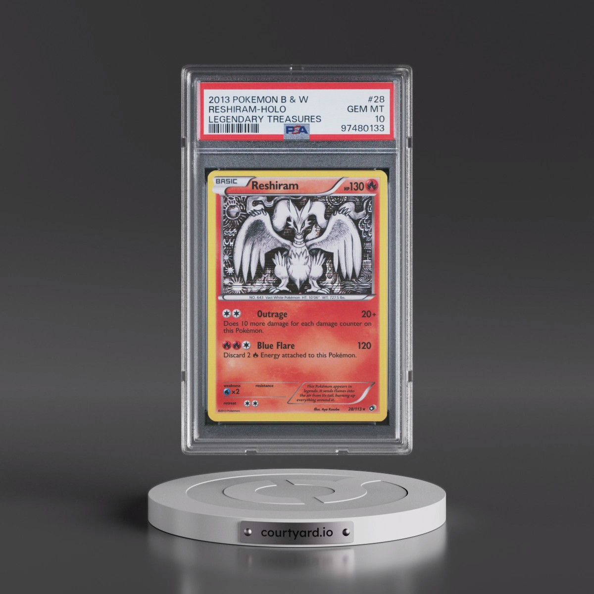 2013 Pokémon Black & White Legendary Treasures #28 Reshiram - Holo (PSA 10 GEM MINT)