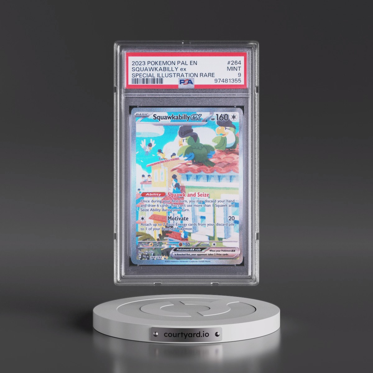 2023 Pokémon Pal EN-Paldea Evolved #264 Squawkabilly EX - Holo Special Illustration Rare (PSA 9 MINT)