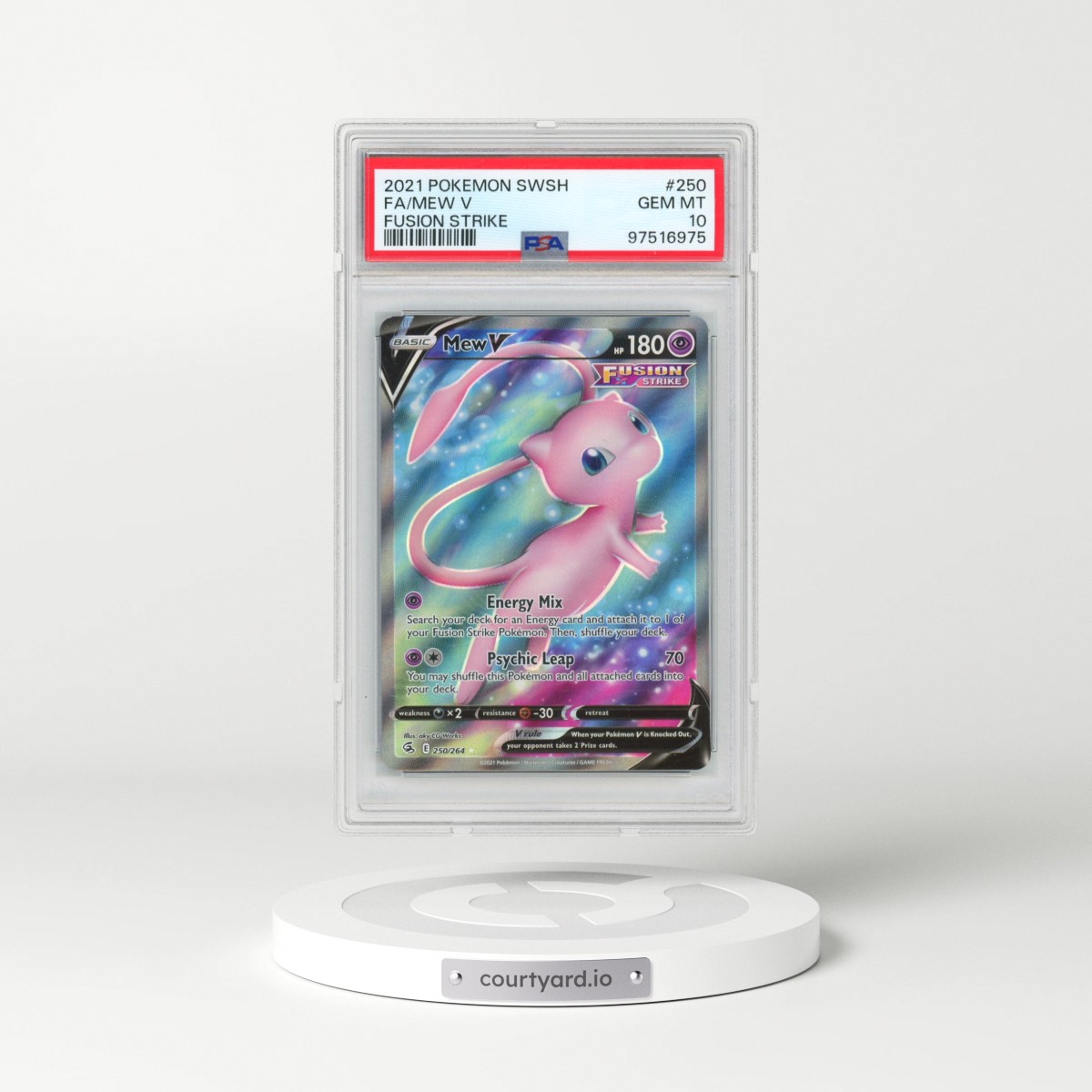 2021 Pokémon Sword & Shield Fusion Strike #250 Mew V - Holo Full Art (PSA 10 GEM MINT)