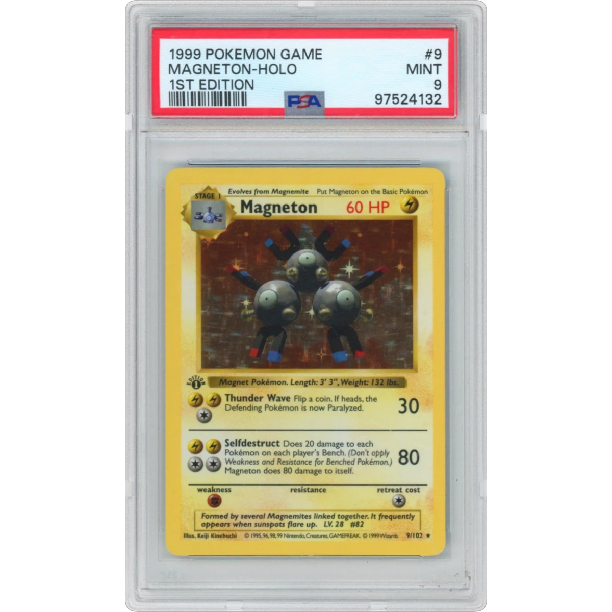 1999 Pokémon Game #9 Magneton - 1st Edition Holo (PSA 9 MINT)