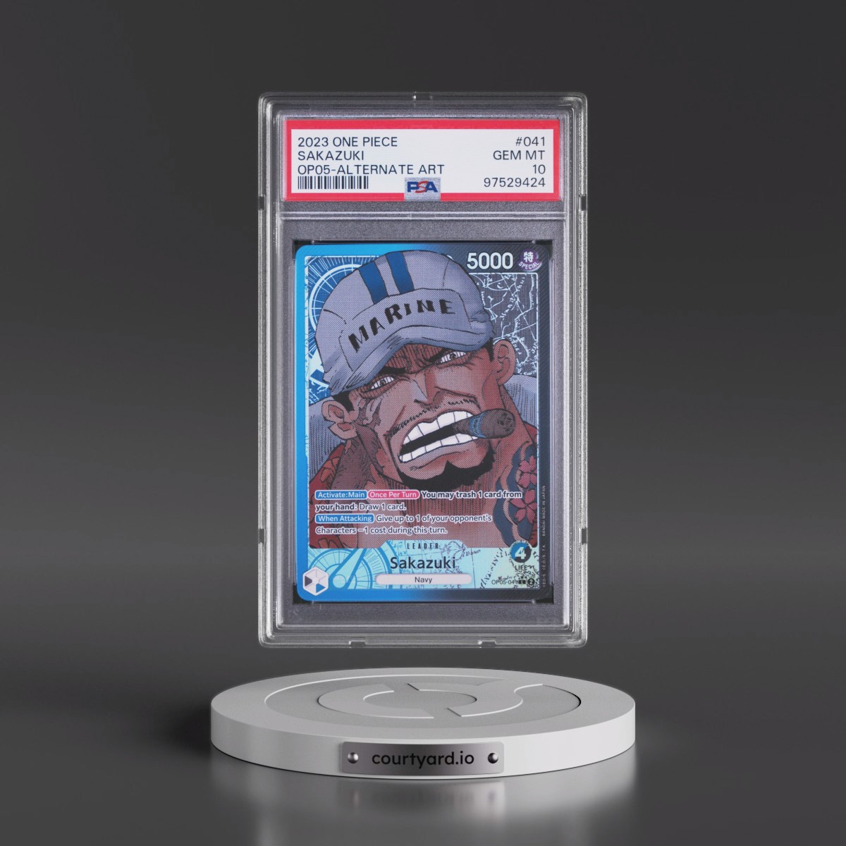 2023 One Piece OP05-Awakening of the New Era #041 Sakazuki - Alternate Art (PSA 10 GEM MINT)