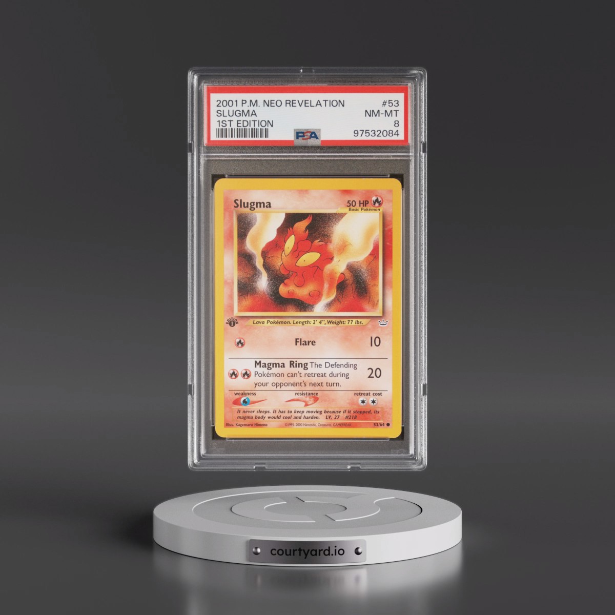 2001 Pokémon Neo Revelation #53 Slugma - 1st Edition (PSA 8 NM-MT)
