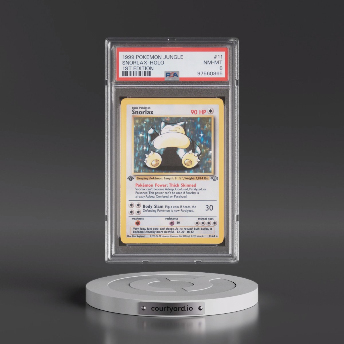 1999 Pokémon Jungle #11 Snorlax - 1st Edition Holo (PSA 8 NM-MT) - Photo