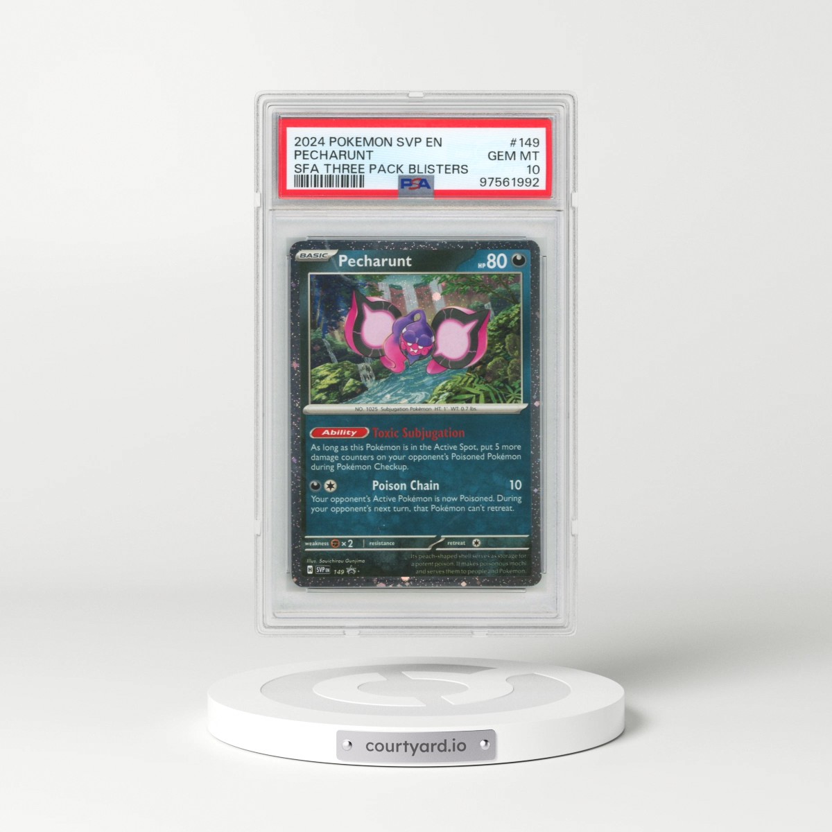 2024 Pokémon Svp EN-SV Black Star Promo #149 Pecharunt - Shrouded Fable Three Pack Blisters (PSA 10 GEM MINT)