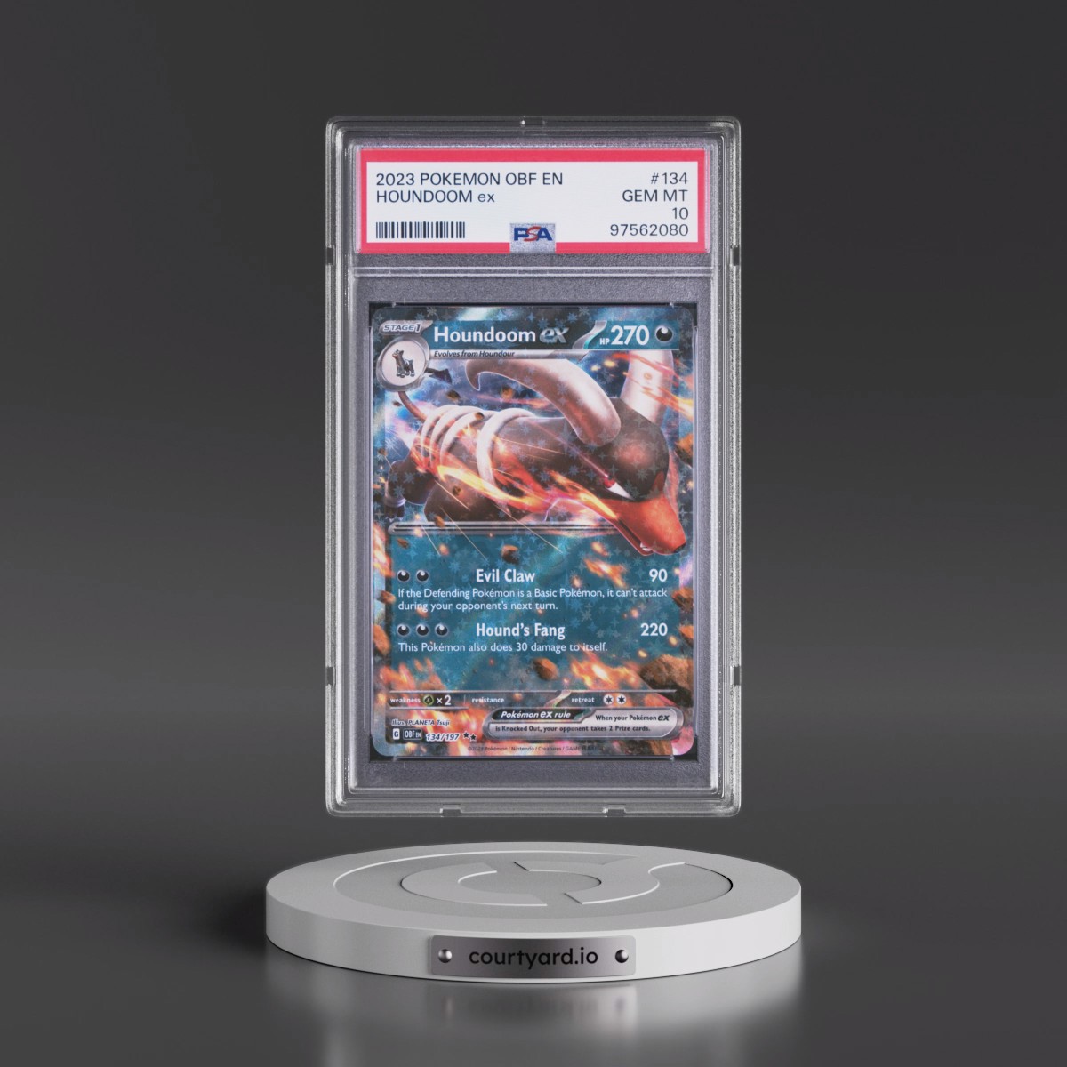 2023 Pokémon Obf EN-Obsidian Flames Houndoom EX - Holo #134 PSA 10