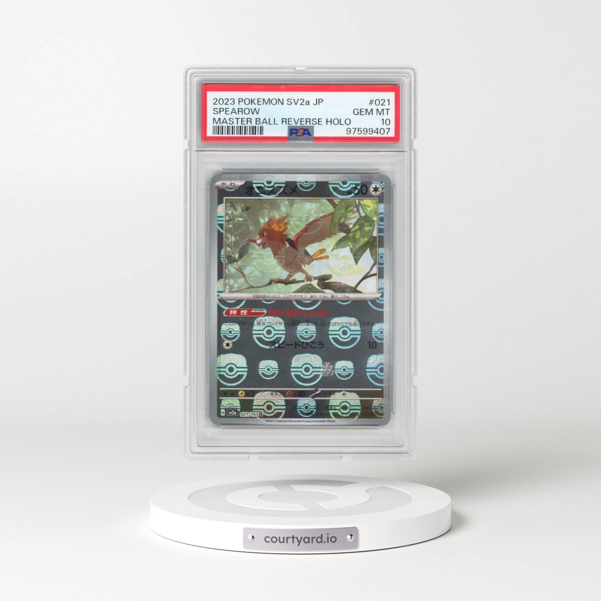 2023 Pokémon Sv2a-Pokemon 151 #021 Spearow - Reverse Holo Master Ball (PSA 10 GEM MINT)