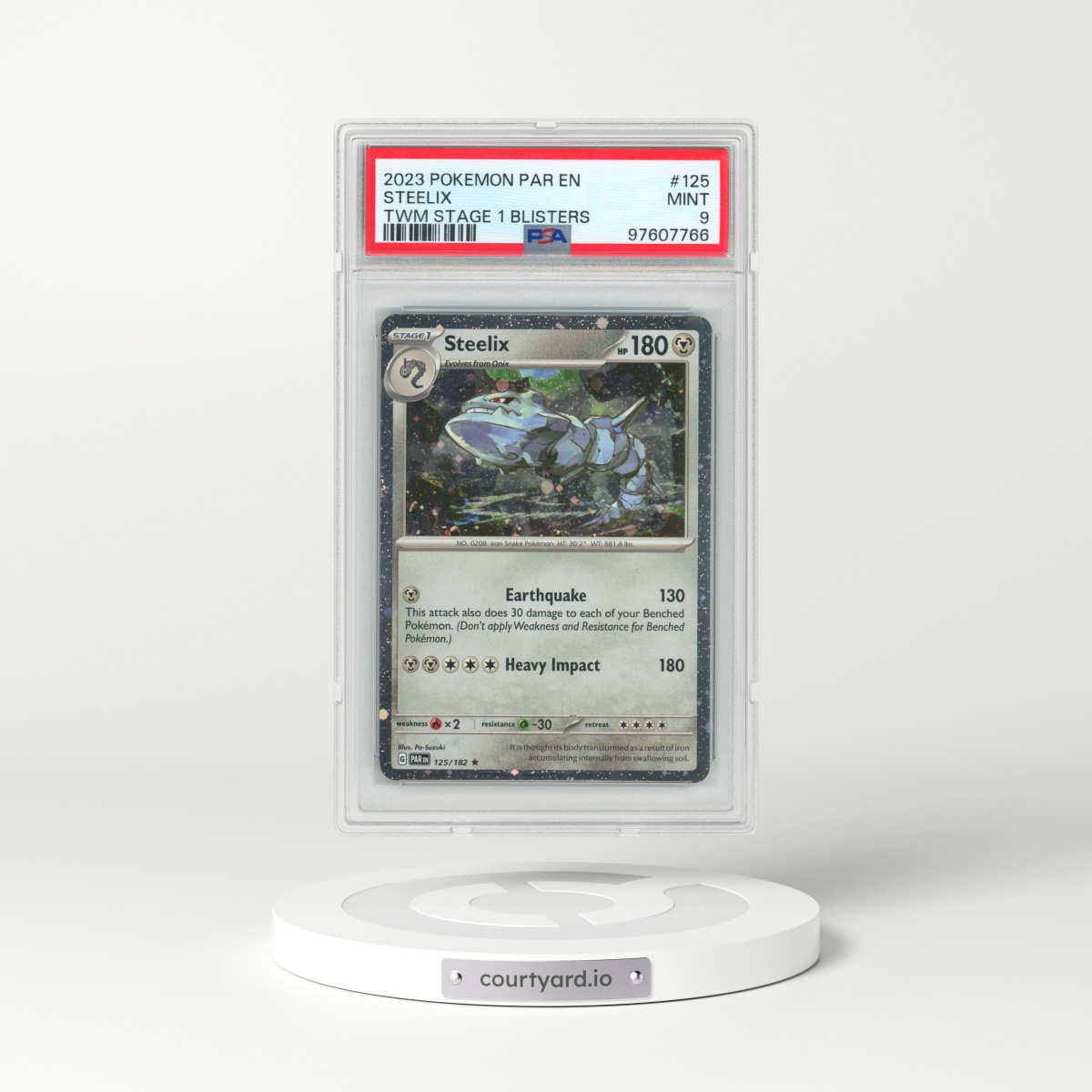 2023 Pokémon Par EN-Paradox Rift #125 Steelix - Twilight Masquerade Stage 1 Blisters (PSA 9 MINT)