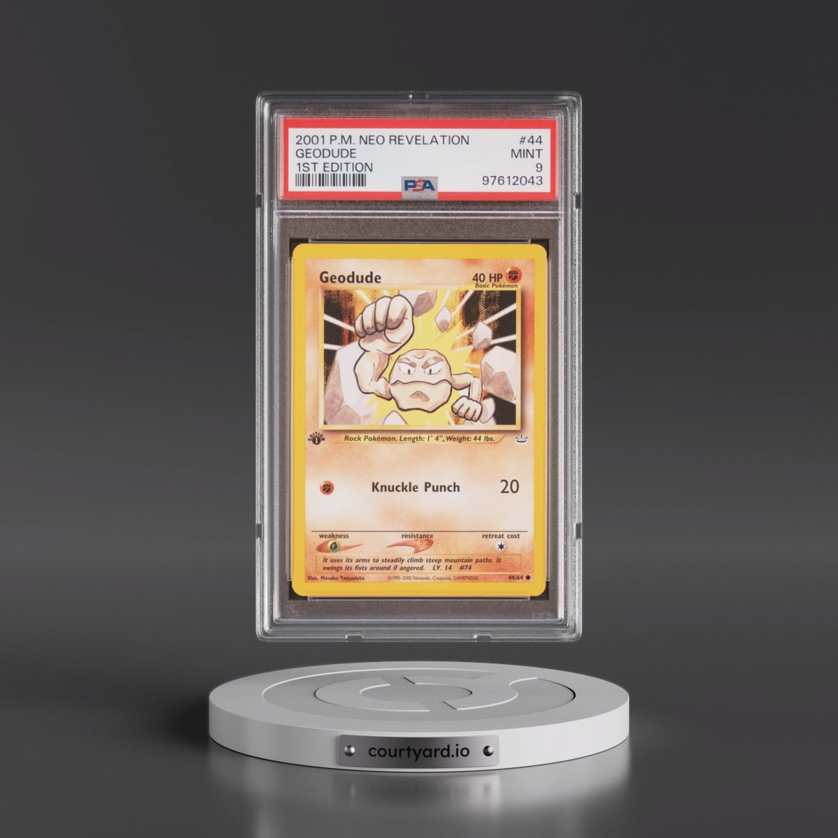 2001 Pokémon Neo Revelation #44 Geodude - 1st Edition (PSA 9 MINT)