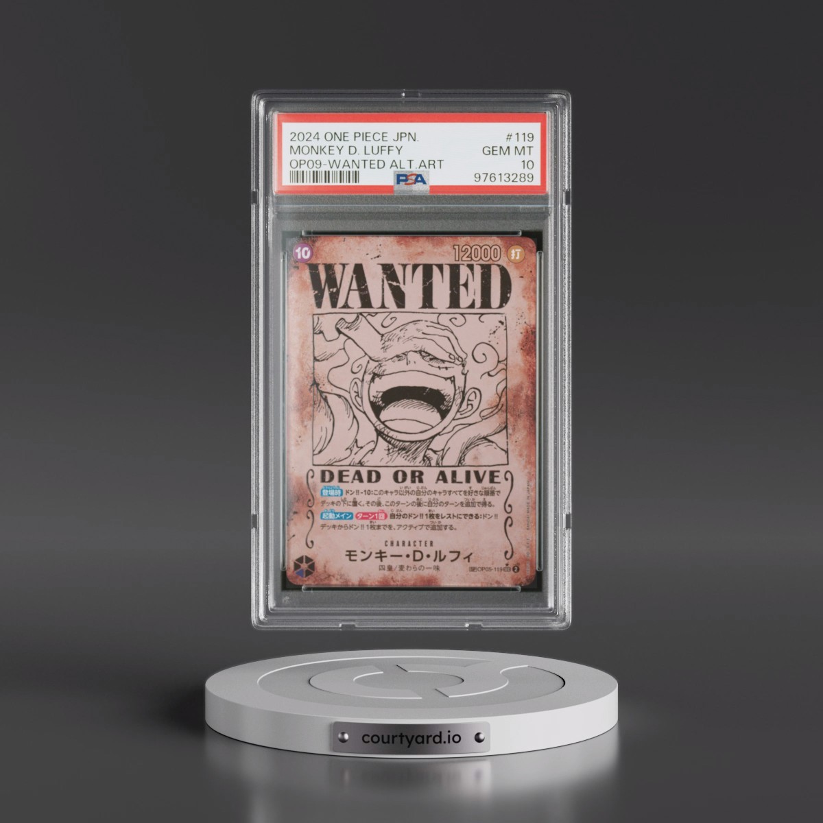 2024 One Piece Japanese OP09-Emperors in the New World Monkey D. Luffy - Wanted Alternate Art #119 PSA 10