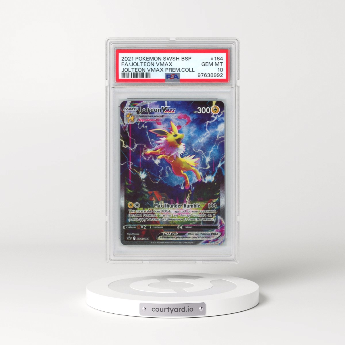 2021 Pokémon Swsh Black Star Promo #184 Jolteon Vmax - Full Art Jolteon Vmax Premium Collection (PSA 10 GEM MINT)