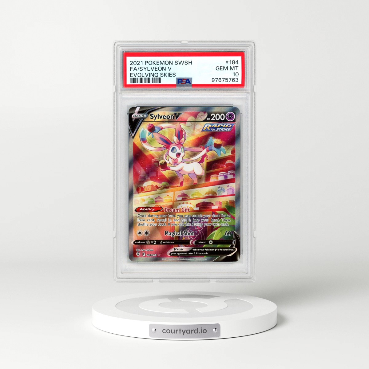 2021 Pokémon Sword & Shield Evolving Skies #184 Sylveon V - Holo Full Art (PSA 10 GEM MINT)