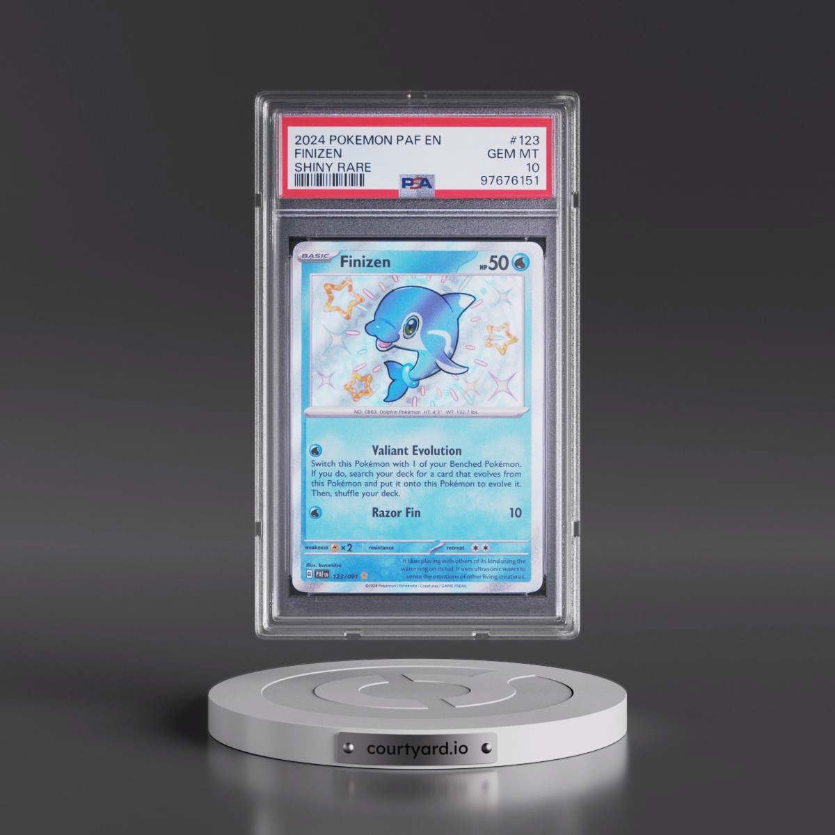 2024 Pokémon Paf EN-Paldean Fates #123 Finizen - Shiny Rare (PSA 10 GEM MINT)